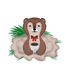 Fototapeta premium bear with a gift