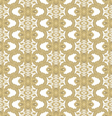 Golden -beige ornamental seamless vector pattern, on white background