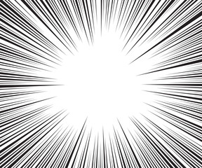 Naklejka premium Background of comic book action lines. Speed lines Manga frame isolated on transparent background.. Radius speed lines vector background.