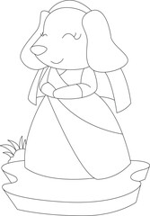 Dog Bride Veil Wedding Animal Vector Graphic Art Illustration