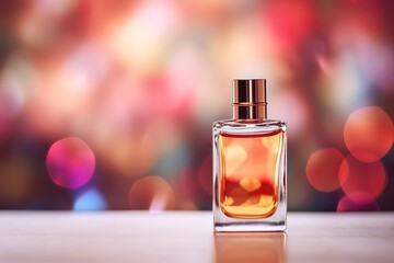 an unlabeled retro pump perfume bottle blurred background - obrazy, fototapety, plakaty
