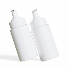 Realistic cosmetic packaging bottle white background, rendering 3D illustration