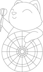 Cat Darts Dartboard Sports Animal Vector Graphic Art Illustration