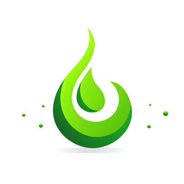 Abstract green water drop logo on the white background. Design template elements for your application or corporate identity.