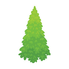 Green spruce isolated on white background. Vector cartoon flat icon of fir tree.