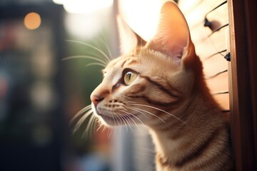 backlit whiskers and ears of quiet cat