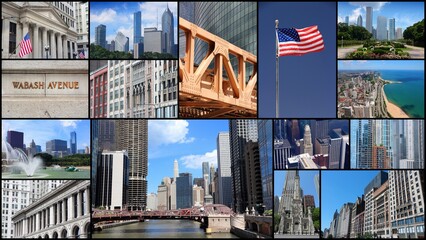 Chicago city photos collage. Travel photos composition.