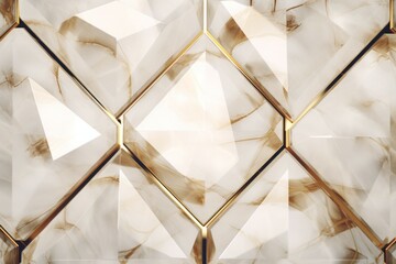 Abstract polygonal pattern luxury white with gold and marble background
