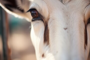 close-up on arabian oryx eyes and long lashes