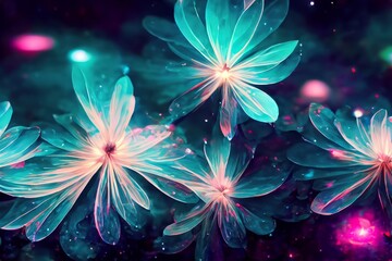 Obraz na płótnie Canvas Flowers in Space, Blooming