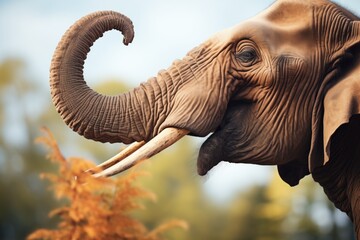 side view of an elephant trumpeting in the wild