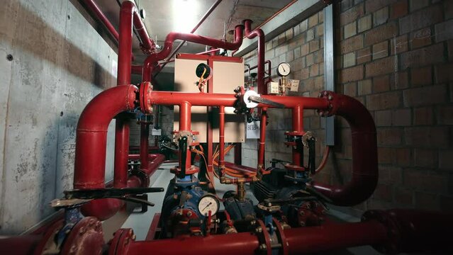 Complex Piping System in an Industrial Boiler Room