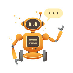 Cute robot on wheels. Smart assistant with artificial intelligence. Science Technology Concept. Cartoon vector illustration