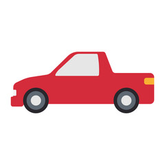 Red pickup side view icon on white background