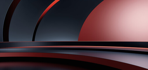 Minimalist Dynamic Podium,  Red and Dark Colored Abstract Background