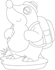 Mole Hiker Backpack Animal Vector Graphic Art Illustration