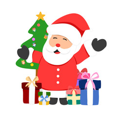 Fototapeta na wymiar this vector is santa claus with gifts for decorate christmas day