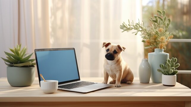 Small puppy succulents pots laptop template