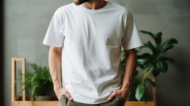T-shirt Template. Men�s Clothing Mock Up with White T-shirt.