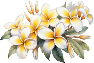 White blossom plumeria floral frangipani blooming tropic background yellow flower garden beauty plant nature