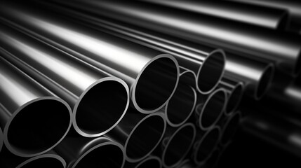 Stainless steel pipe in the factory for modern industrial concept background. Generative AI