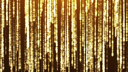 On a dark brown background, chains of bright golden hearts appear on top. Animation of abstract background for valentine's day holiday.