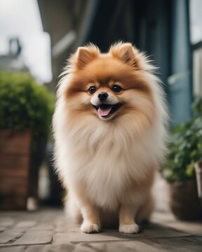 portrait of Pomeranian, smiling
