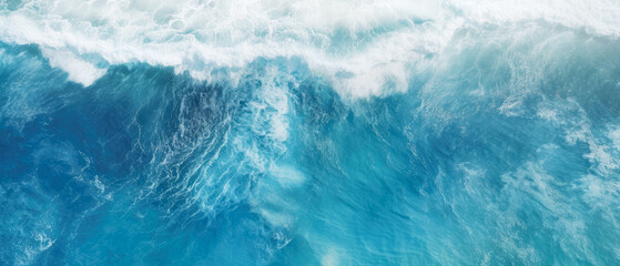 Fototapeta na wymiar An aerial view of seascape. Top down.Ocean wave on coastline. Panoramic nature wallpaper. Generative ai