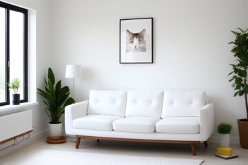 Fototapeta na wymiar Modern living room with sofa, 3D render