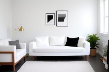 Fototapeta na wymiar Modern living room with sofa, 3D render