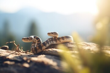 smooth snake absorbing heat on a sunlit ridge