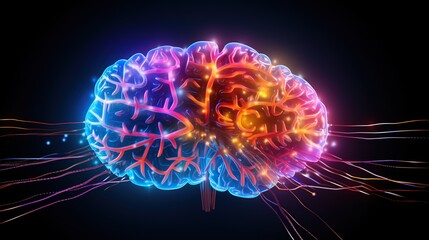 Abstract futuristic highlight human brain for neuro science concept background. Generative AI