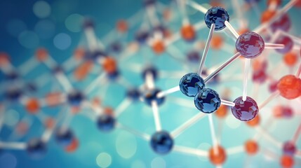 Abstract molecular structure 3D model for science concept background. Generative AI