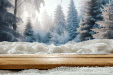 Desk of free space cover of snow and winter time.  - 693100925