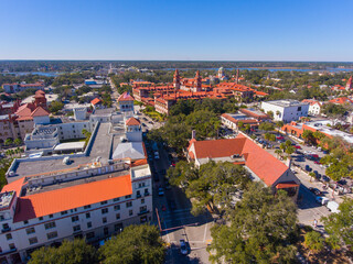 Ponce de Leon Hall of Flagler College aerial view in St. Augustine, Florida FL, USA. The Ponce de...