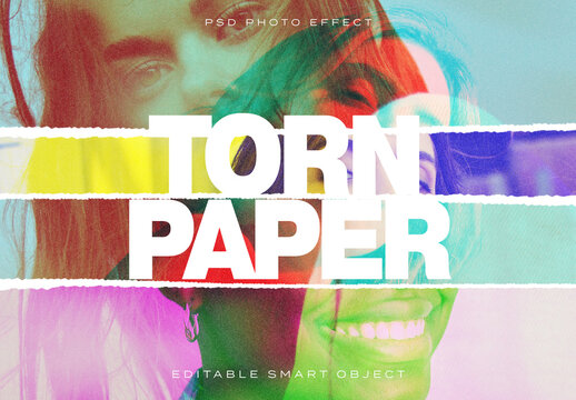 Color Torn Paper Photo Effect	