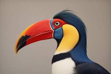 Fototapeta premium side profile of toucan with beak detail