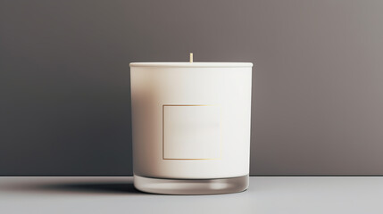 Generative AI, candle with label mockup. Aesthetic minimalistic composition blank, textile. Comfort, spa, relax and wellness concept...