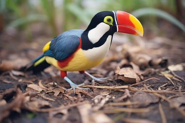 Poster toucan on ground searching for insects © primopiano