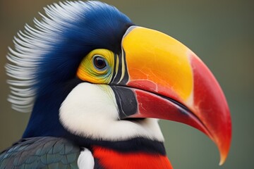 Obraz premium toucan preening feathers with beak