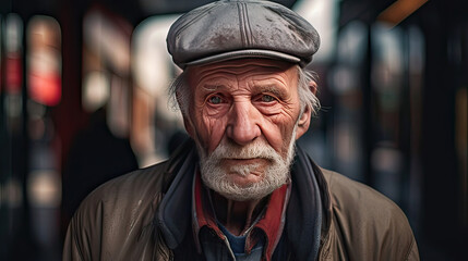 portrait of an elder man with cap