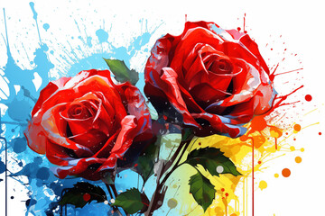 Éclat Nuptial: Roses en Aquarelle pour Fiançailles et Saint-Valentin