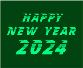 Happy New Year 2024 Abstract Green Graphic Design Vector Logo Symbol Illustration