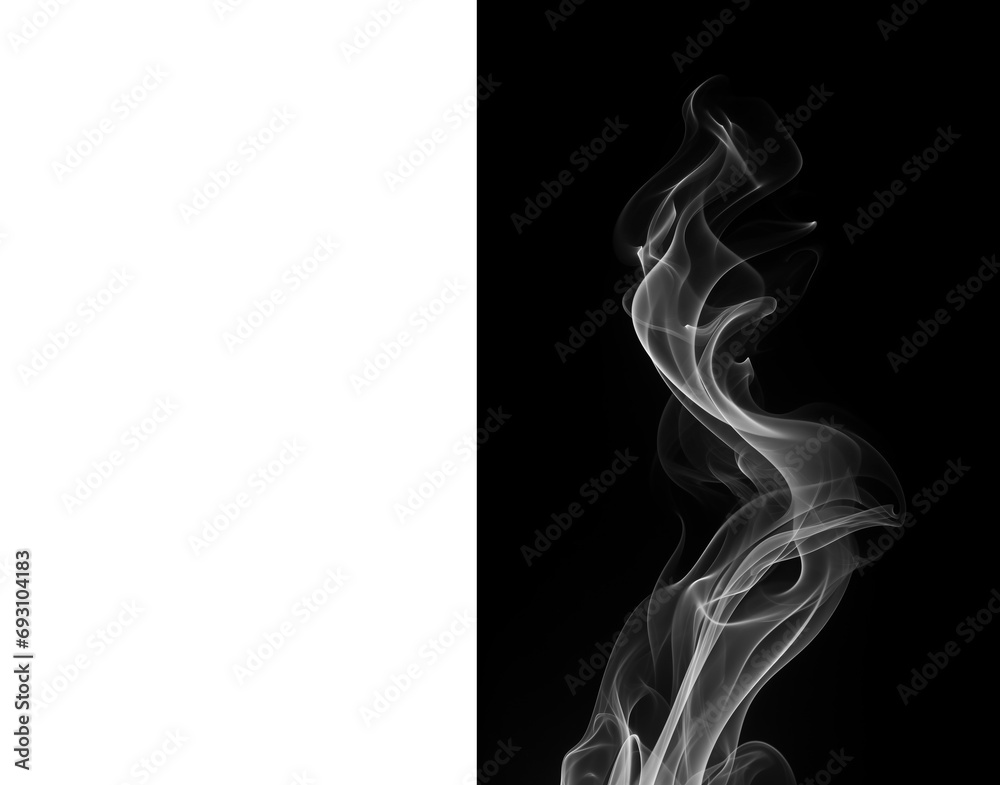 Wall mural detailed white smoke steam, waves from tea, coffee ,cigarettes, hot food isolated on transparent bac