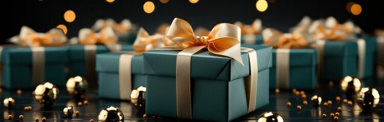 Gift box on a green background.