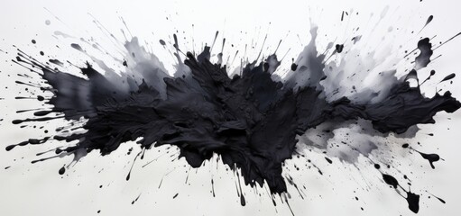 a black ink spot on a white background - obrazy, fototapety, plakaty