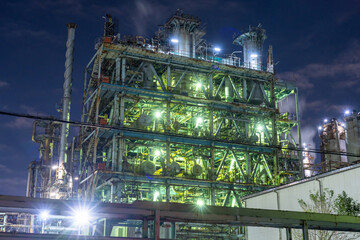 川崎市浮島町の工場夜景　 Night view of a factory in Ukishima-cho, Kawasaki City