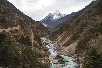 Foto auf Acrylglas Ama Dablam Bhote river and Ama Dablam mount. Nepal