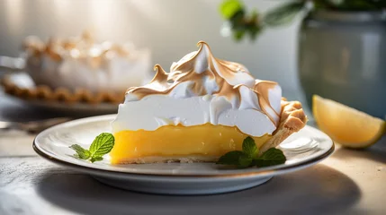 Fotobehang Scrumptious lemon meringue pie and tempting lemon desserts for a delightful breakfast experience © Ilja