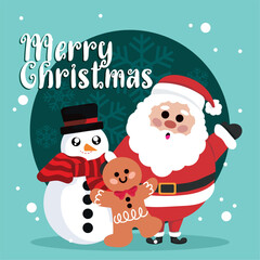 Christmas cute card with cute characters Vector